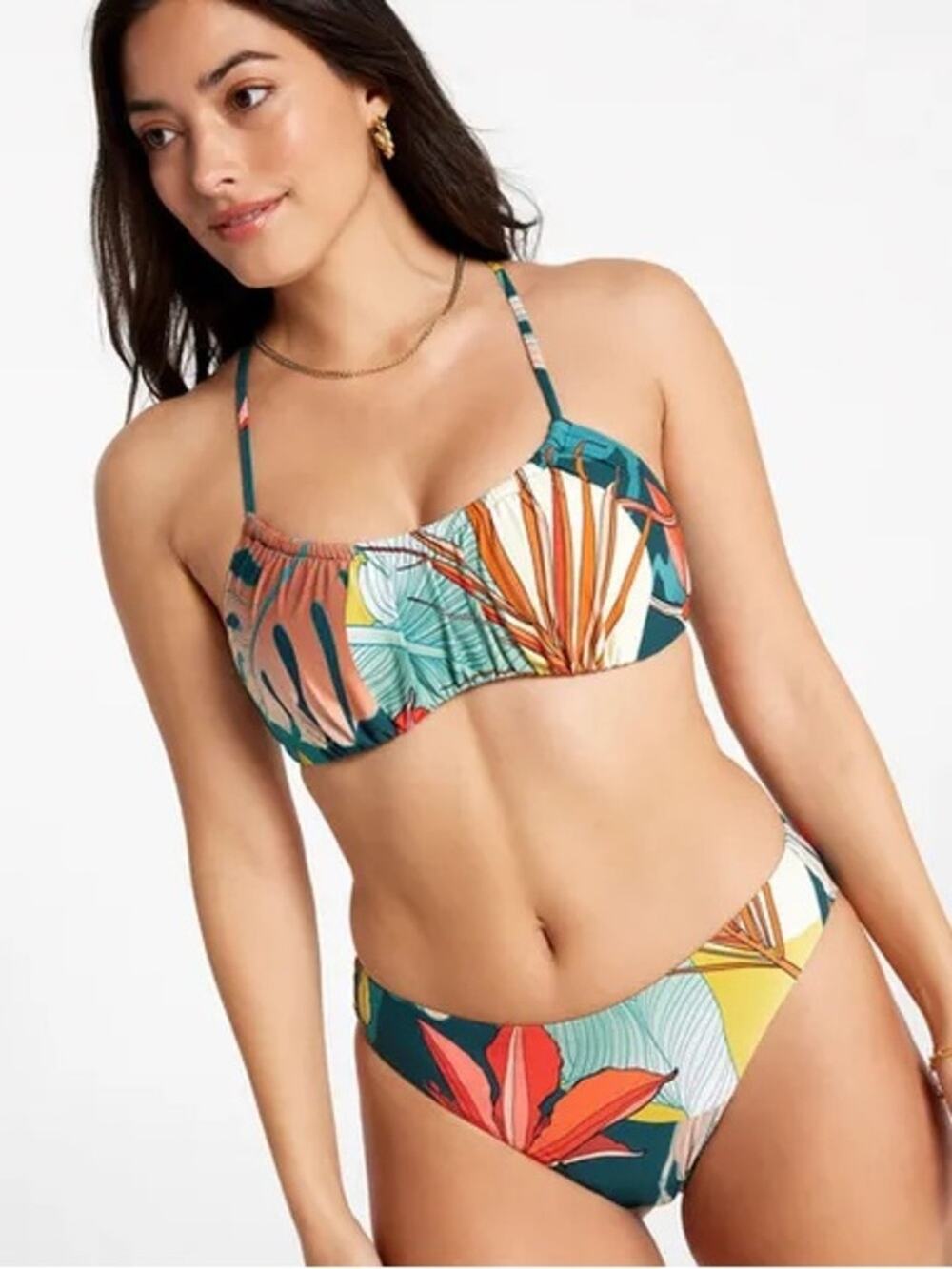 Calia Womens Scrunched Tie Back Bikini Top Size Small